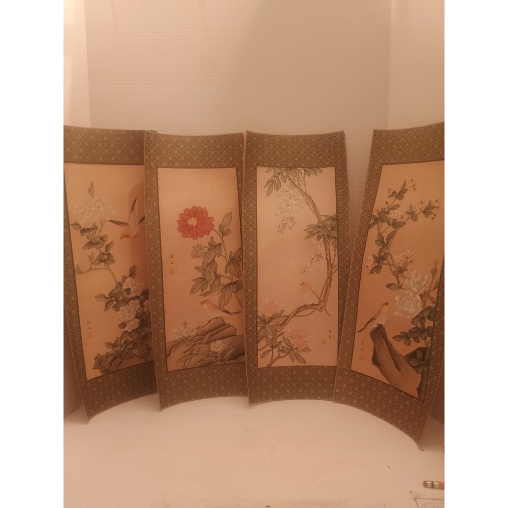 Beautiful Oriental Bird Print Panel Set Of 4